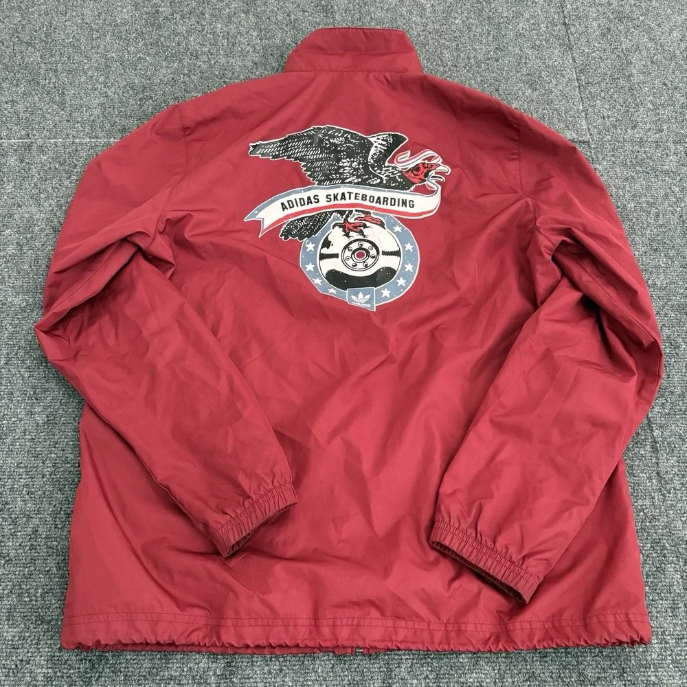 Adidas Skateboarding Mens‎ Red Windbreaker Jacket Zipper Hoodie Sz M Turkey Crew